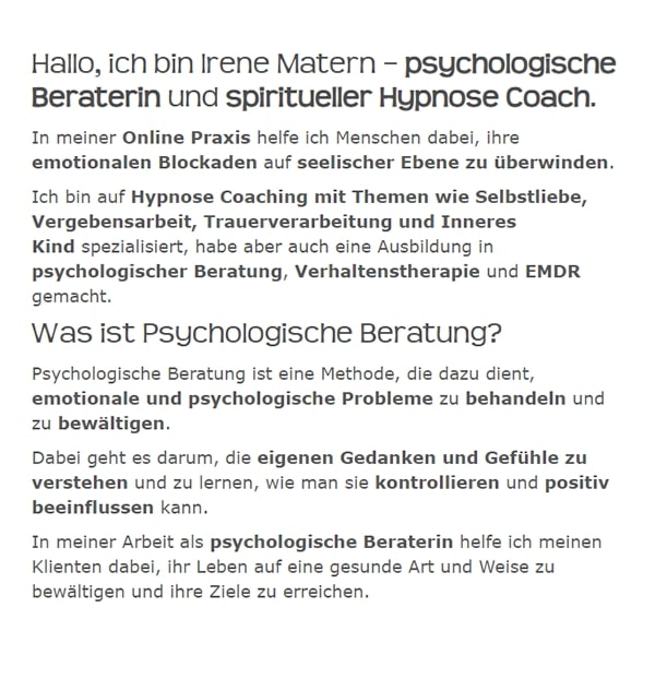 Psychologische Beraterin für  Bayern, Fürth, Erlangen, Regensburg, Passau, Bayreuth, Bamberg und Würzburg, Schweinfurt